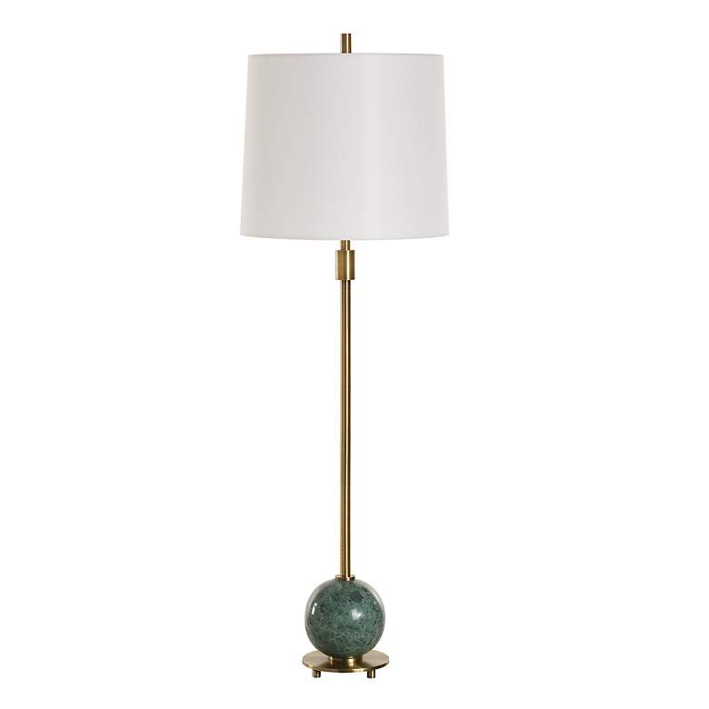 Image 3 Uttermost Bledel 36 1/4" High Brass and Green Marble Buffet Lamp more views
