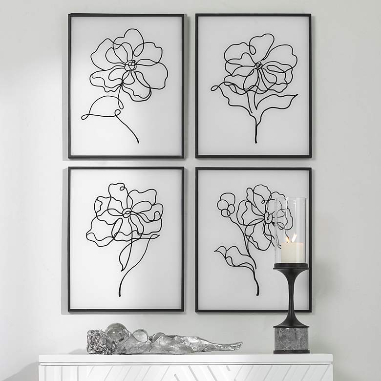 Image 1 Uttermost Bloom 19 inch High 4-Piece Framed Wall Art Set