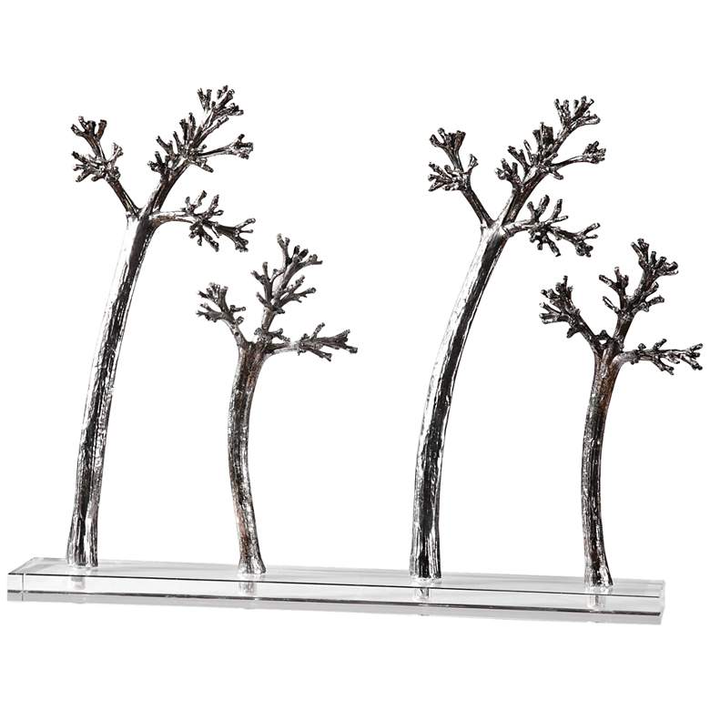 Image 1 Uttermost Blowing Trees 21 inch Wide Tarnished Silver Sculpture