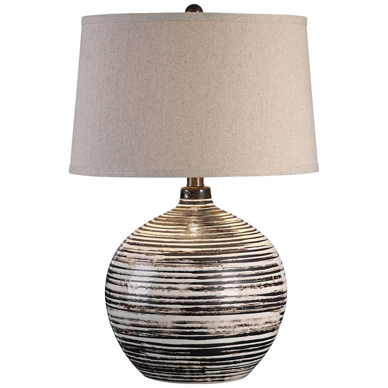 Image 1 Uttermost Bloxom Mocha-Bronze Ceramic Striped Table Lamp