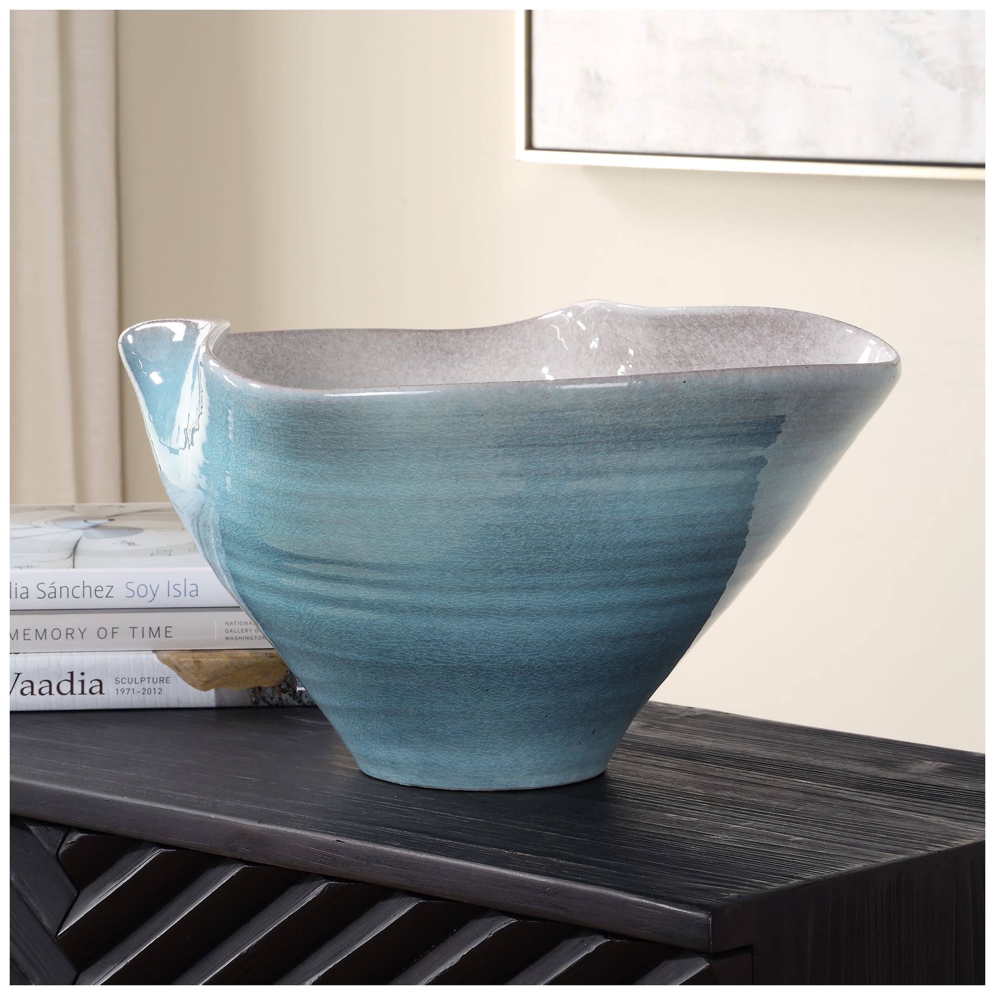 Image 3 Uttermost Blue Crest  Porcelain Bowl more views