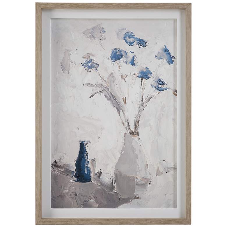 Image 1 Uttermost Blue Flowers In Vase 41"H Printed Framed Wall Art