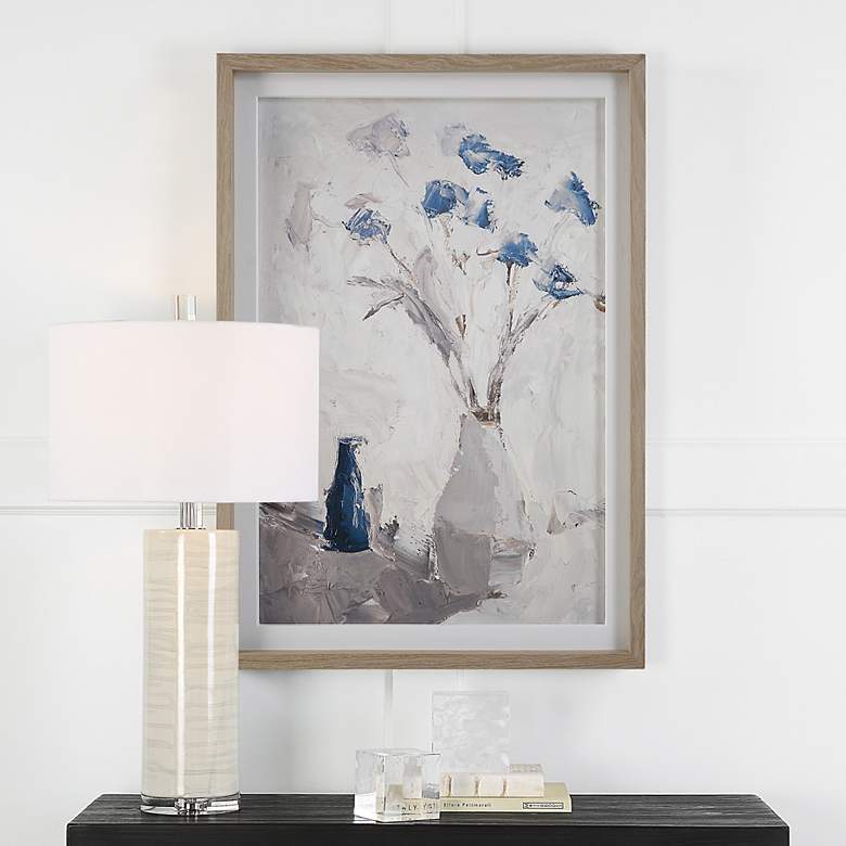 Image 1 Uttermost Blue Flowers In Vase 41"H Printed Framed Wall Art