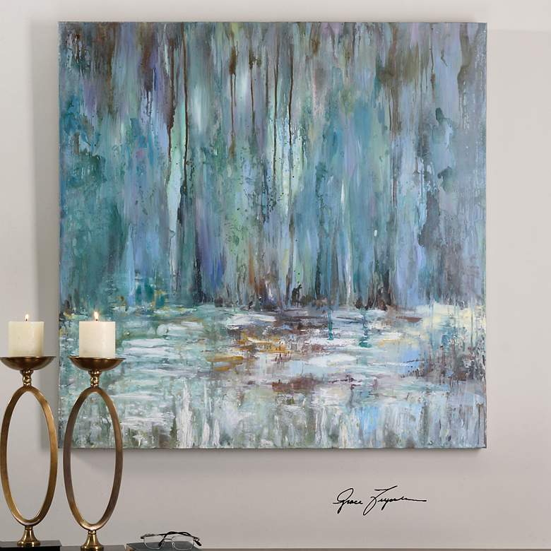 Image 2 Uttermost Blue Waterfall 40" Square Canvas Wall Art