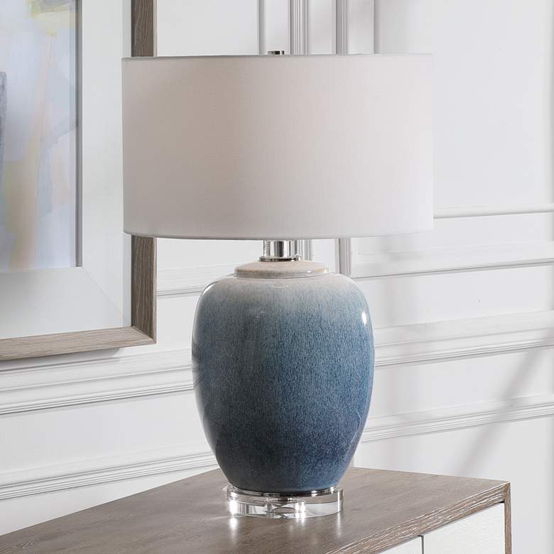 Image 1 Uttermost Blue Waters 26 1/2" High Ombre Light Blue Ceramic Table Lamp
