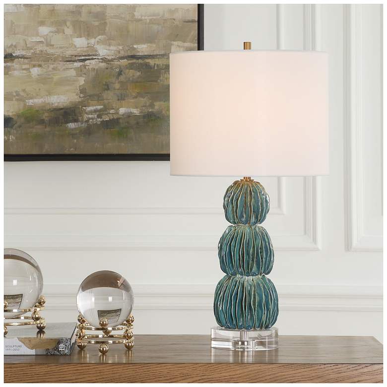 Image 1 Uttermost Bonaire 25 1/4" Teal Ceramic Table Lamp