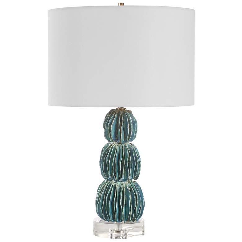 Image 3 Uttermost Bonaire 25 1/4" Teal Ceramic Table Lamp more views