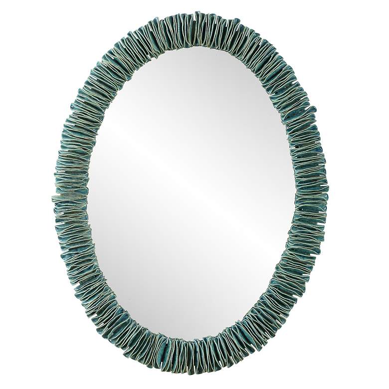 Image 2 Uttermost Bonaire 26 1/2" x 34 1/2" Teal Blue Oval Wall Mirror