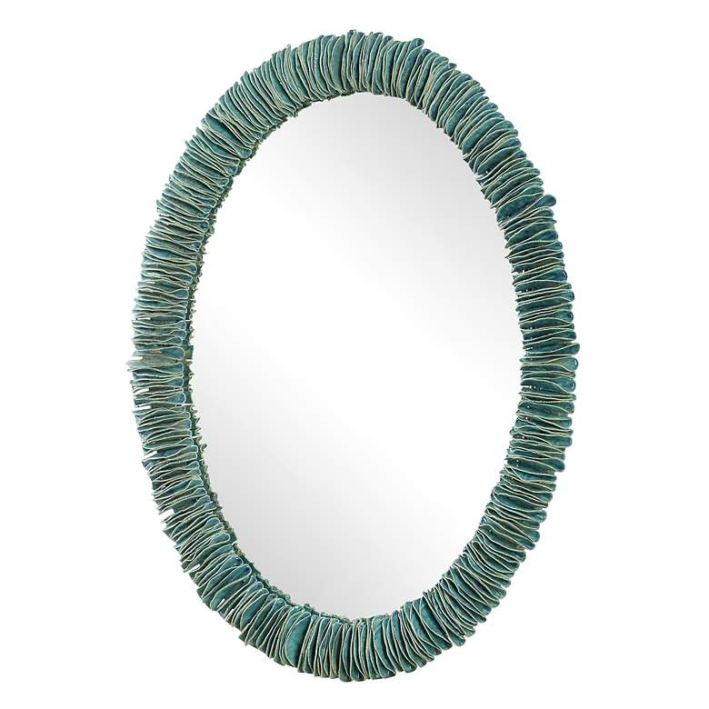 Image 4 Uttermost Bonaire 26 1/2" x 34 1/2" Teal Blue Oval Wall Mirror more views