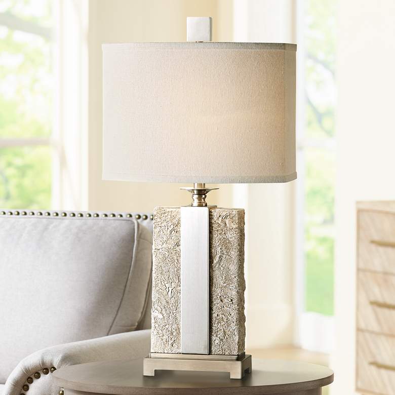 Image 1 Uttermost Bonea 29" Modern Stone Ivory Table Lamp