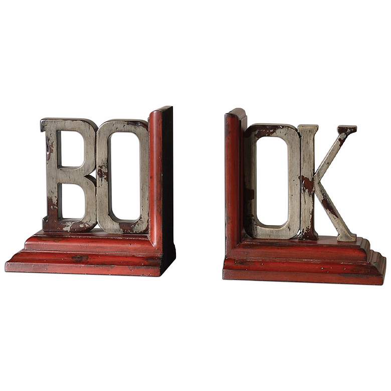 Image 1 Uttermost BOOK Rustic Distressed Bookends Set