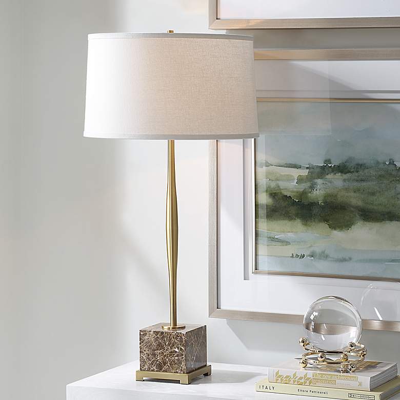 Image 1 Uttermost Booker 34 1/4" Antique Brass Table Lamp