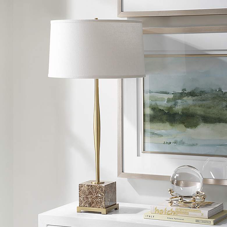Image 3 Uttermost Booker 34 1/4" Antique Brass Table Lamp more views