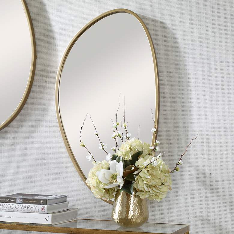 Image 1 Uttermost Boomerang Aged Gold 20 1/4" x 36" Wall Mirror