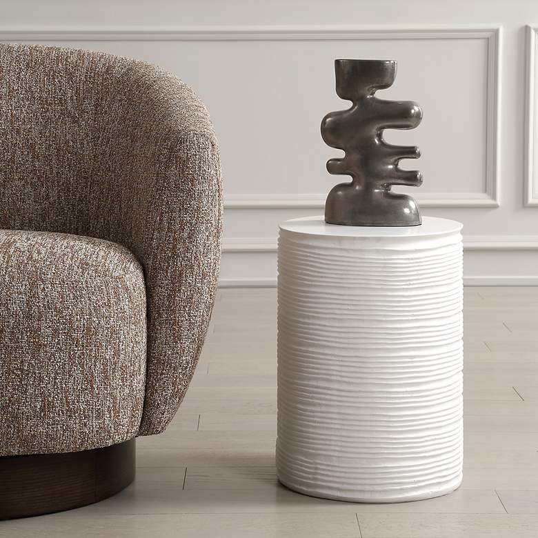 Image 1 Uttermost Borderline 13"W Plaster White Round Accent Table