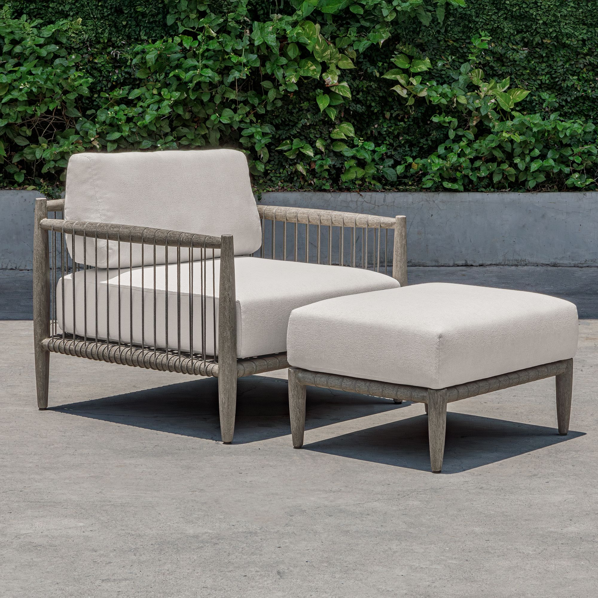 Uttermost Borneo 26" Wide Dark Gray Outdoor Ottoman