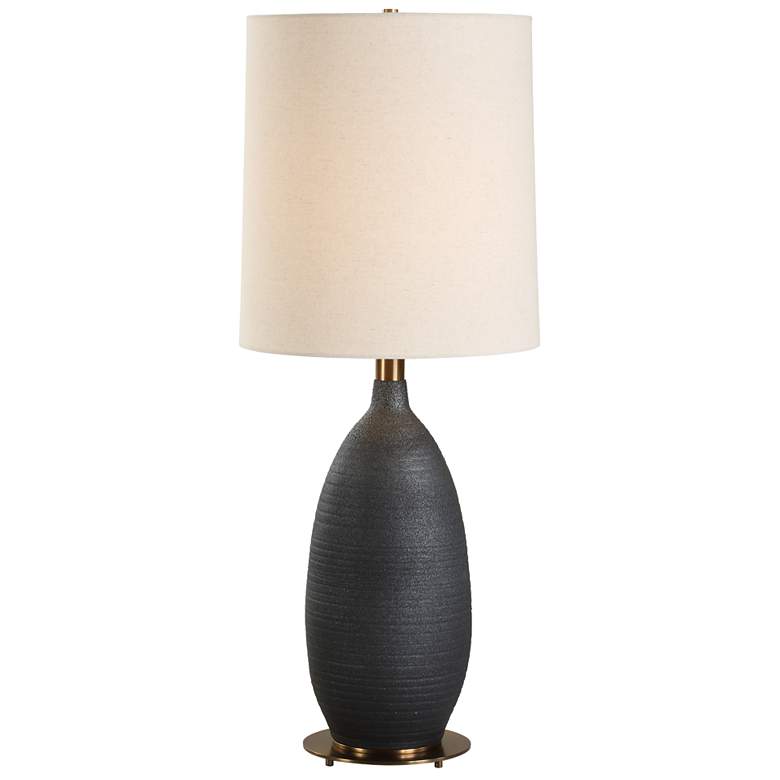 Image 1 Uttermost Bower 34 1/2" Matte Black Ceramic Table Lamp