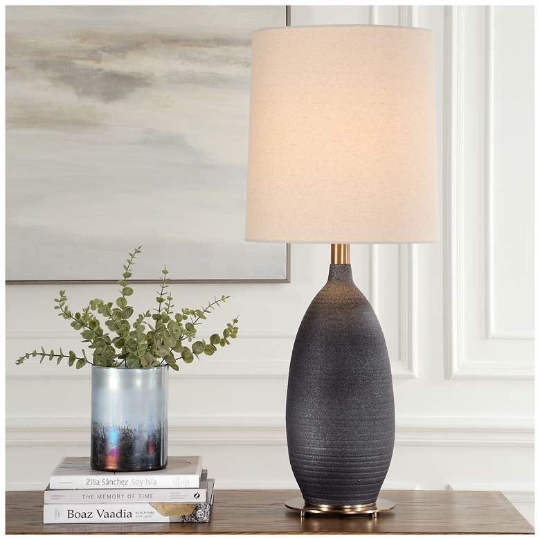 Image 1 Uttermost Bower 34 1/2" Matte Black Ceramic Table Lamp