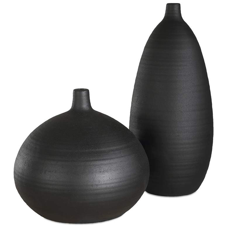 Image 1 Uttermost Bower Matte Black 2-Piece Porcelain Vases
