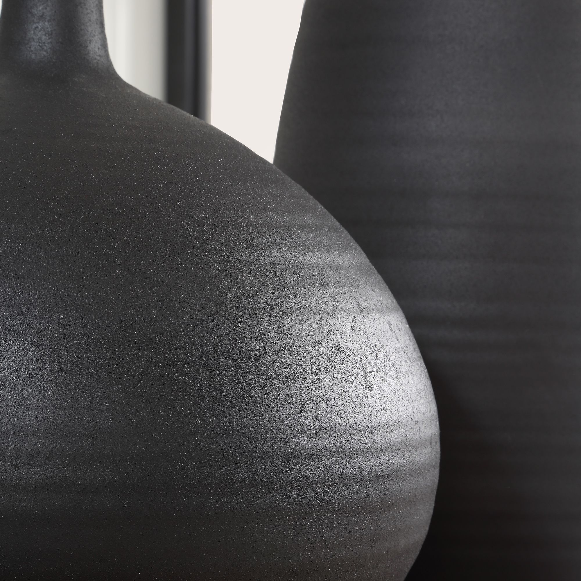 Image 6 Uttermost Bower Matte Black 2-Piece Porcelain Vases more views