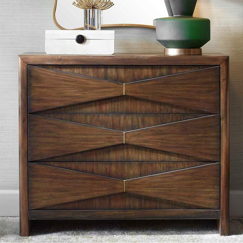 Image 1 Uttermost Bowtie 38" Wide Whisky Brown 3-Drawer Chest
