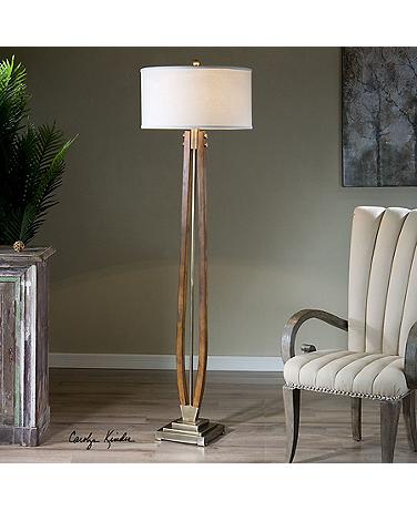 Uttermost Boydton Burnished Honey Stain Wood Floor Lamp