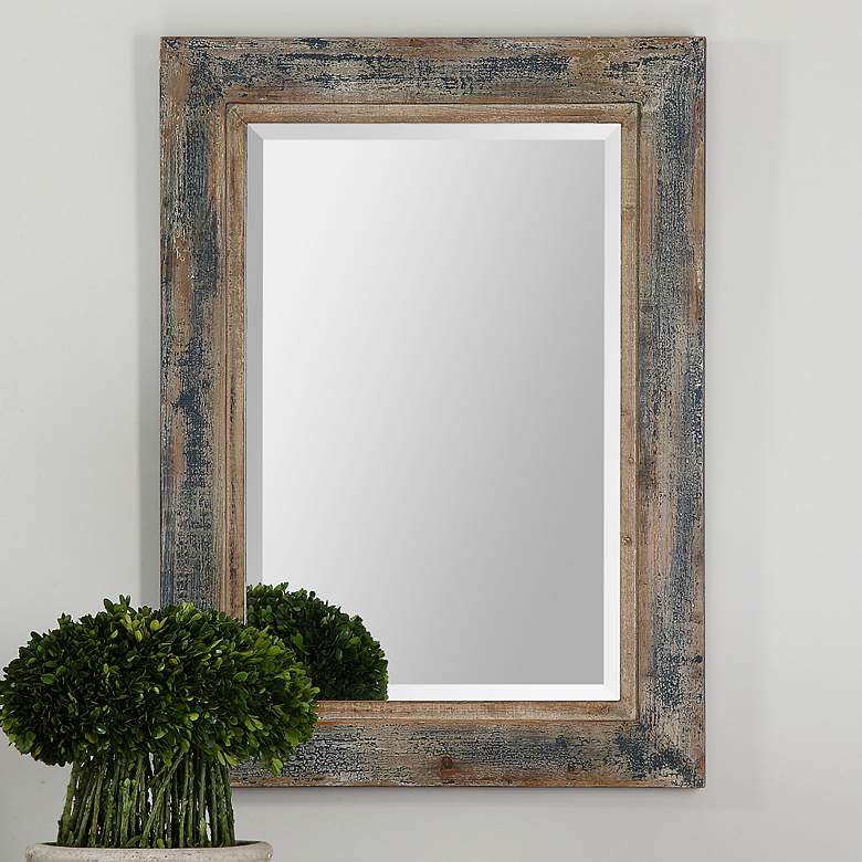 Image 1 Uttermost Bozeman 38" High Slate Blue Wall Mirror
