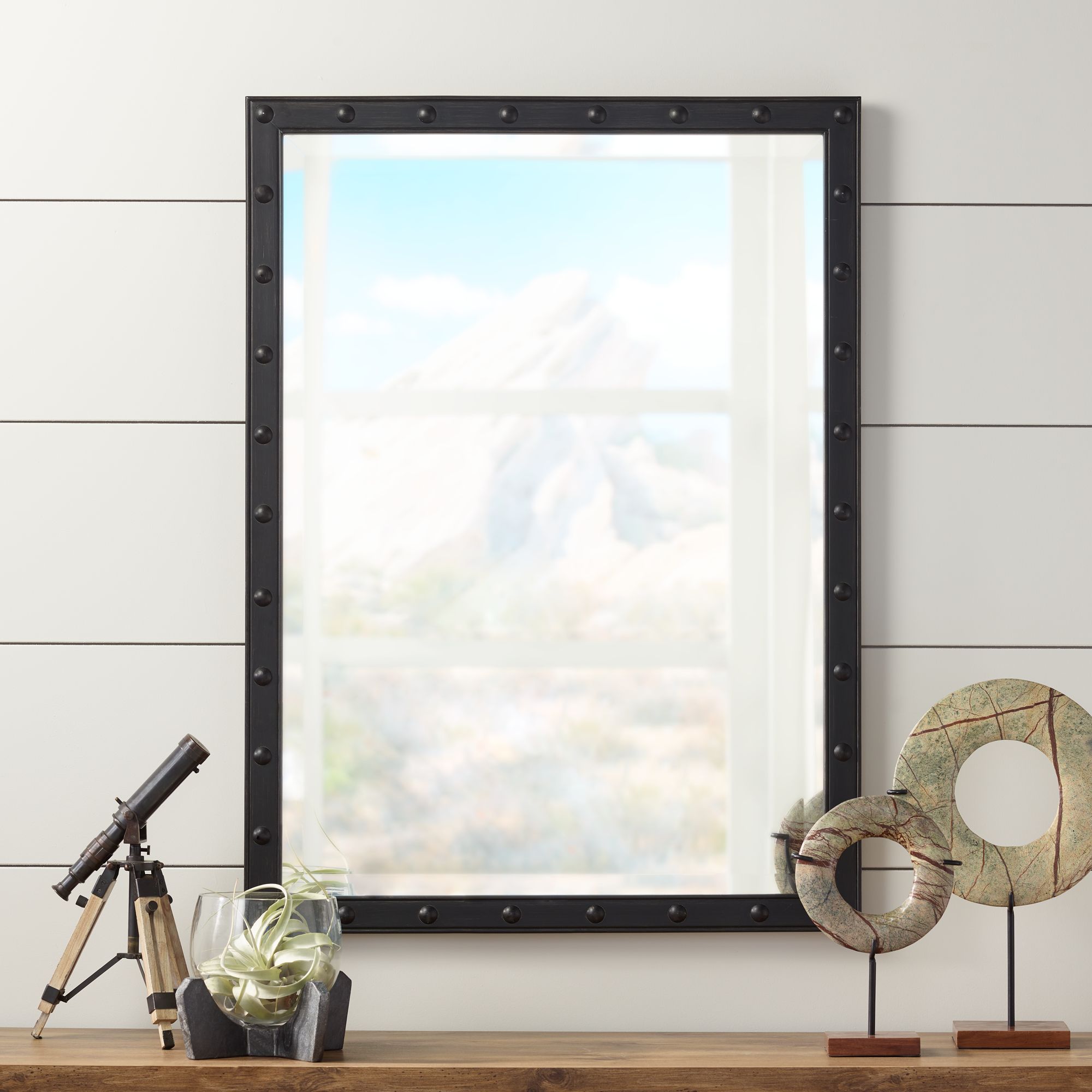 Image 5 Uttermost Braddock 28" x 38" Rustic Industrial Black Wall Mirror more views