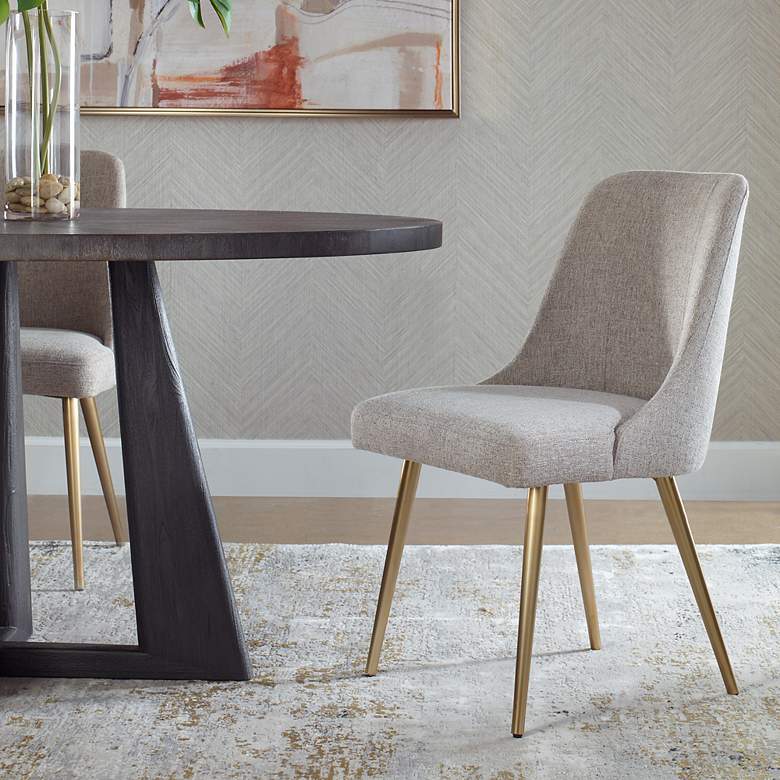Image 1 Uttermost Bramwell Taupe Polyester Fabric Dining Chair