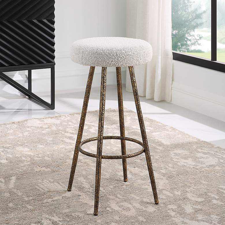 Image 1 Uttermost Braven 26" H Metallic Gold and White Counter Stool