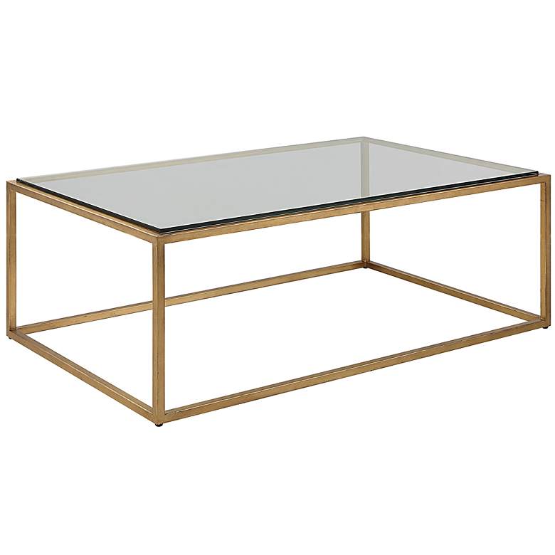 Image 3 Uttermost Bravura 48"W Brushed Gold Rectangular Coffee Table more views