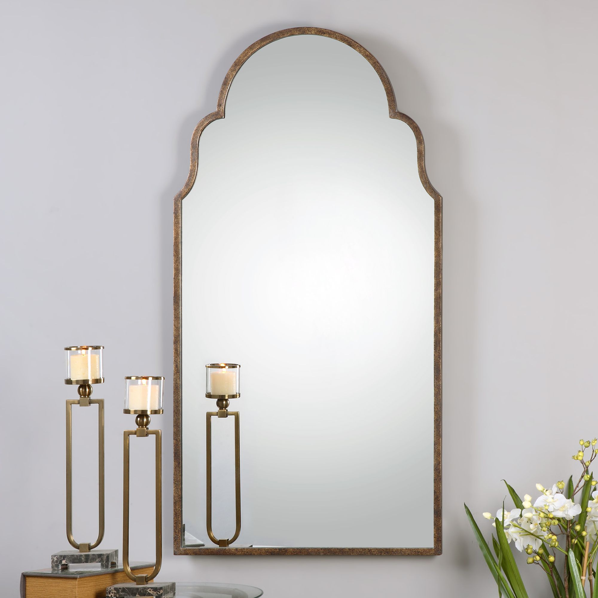 Uttermost Brayden Bronze Metal 30" x 60" Arch Wall Mirror - #3G755 ...
