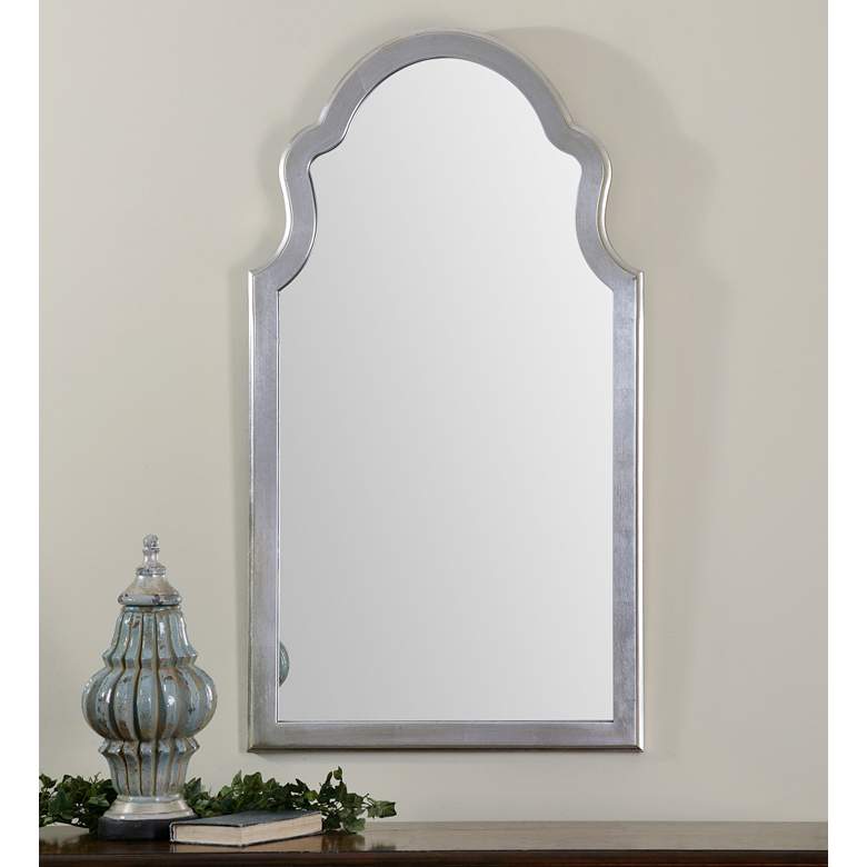 Image 1 Uttermost Brayden Silver Metal 27 inch x 48 inch Arch Wall Mirror