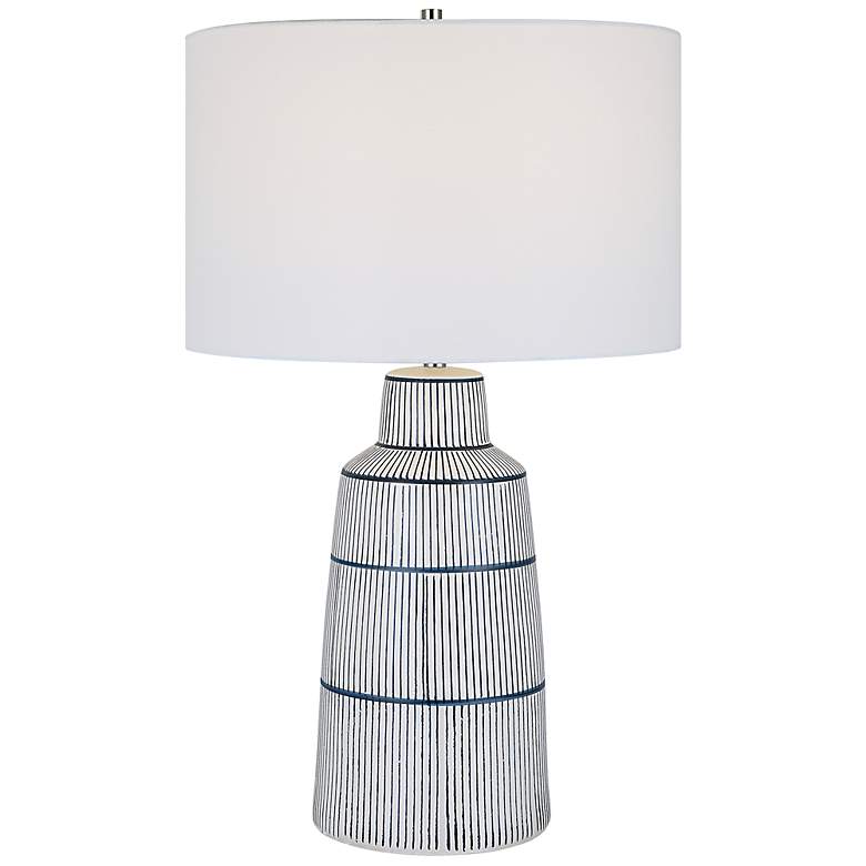 Image 2 Uttermost Breton White and Blue Ceramic Table Lamp