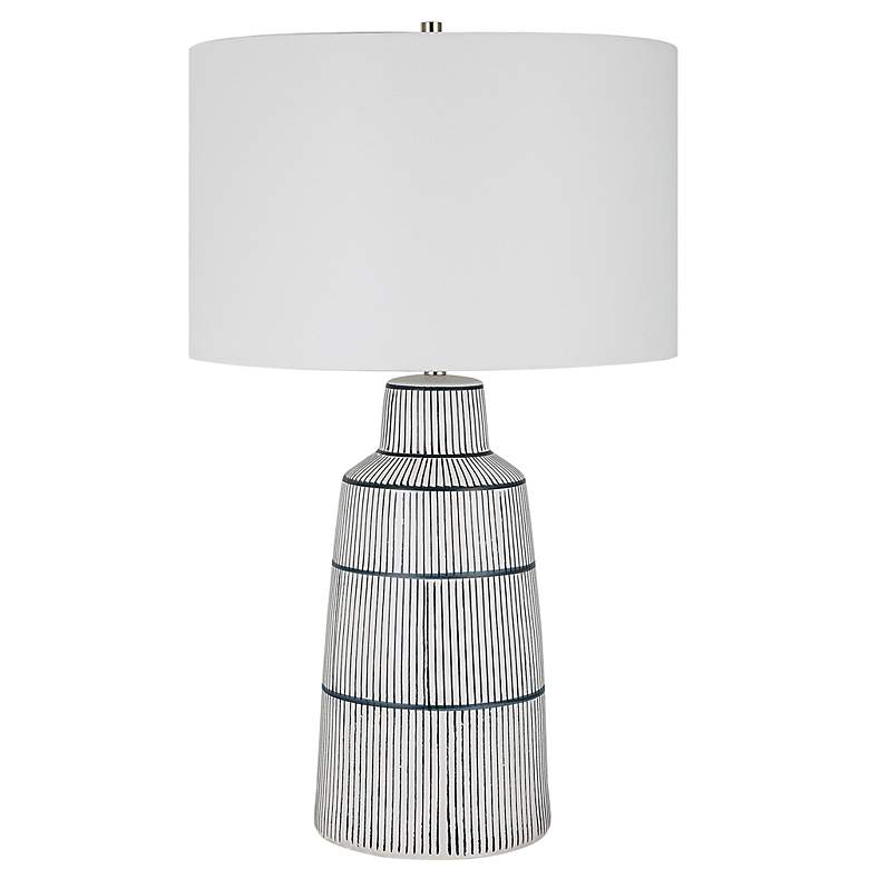 Image 4 Uttermost Breton White and Blue Ceramic Table Lamp more views