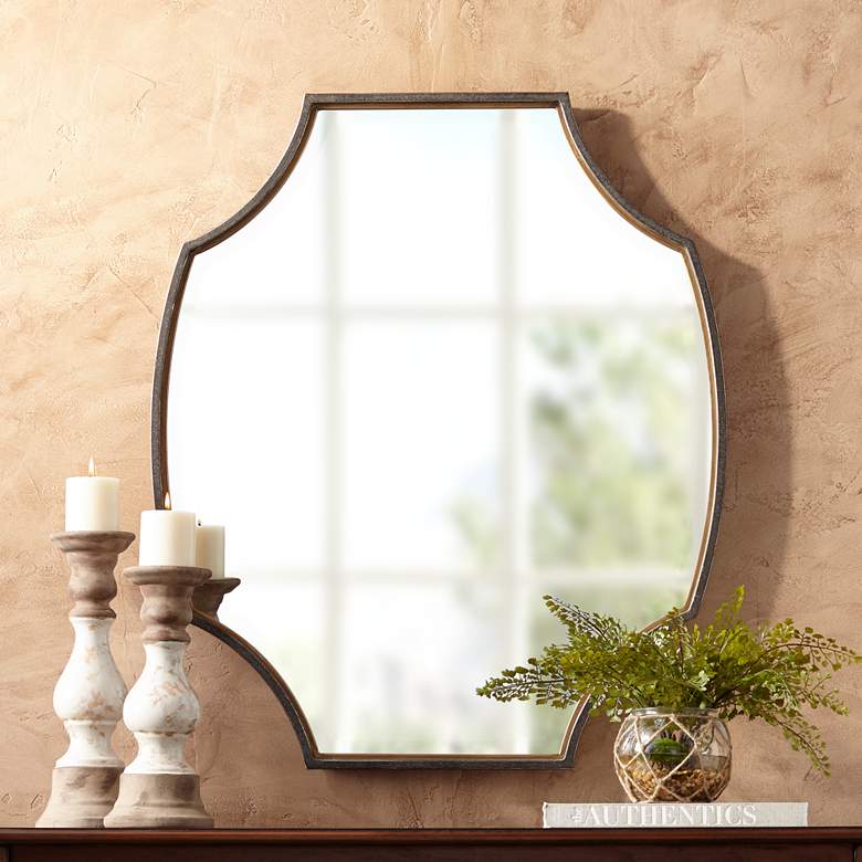 Image 1 Uttermost Bri 30 3/4 inch x 36 inch Oval Rustic Bronze Mirror