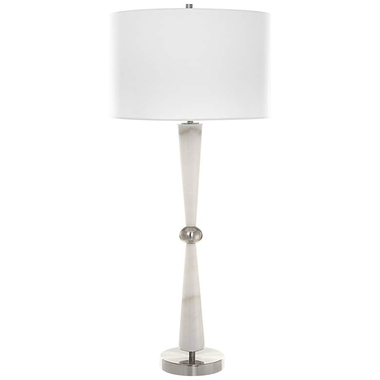 Image 2 Uttermost Bridgett 35 inch White Marble Hourglass Buffet Table Lamp