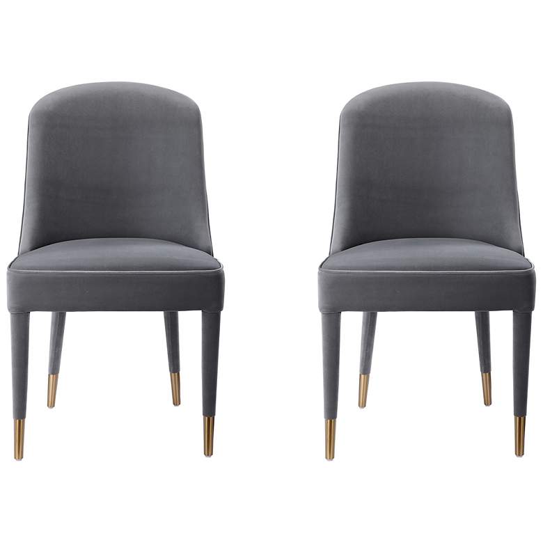 Image 2 Uttermost Brie Light Gray Velvet Dining Chairs Set of 2
