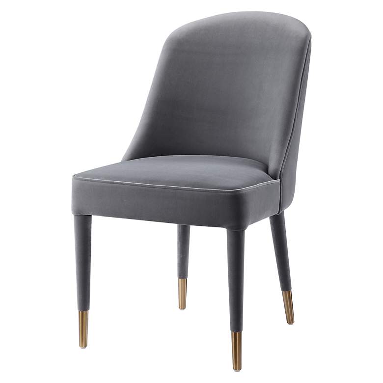 Image 3 Uttermost Brie Light Gray Velvet Dining Chairs Set of 2 more views