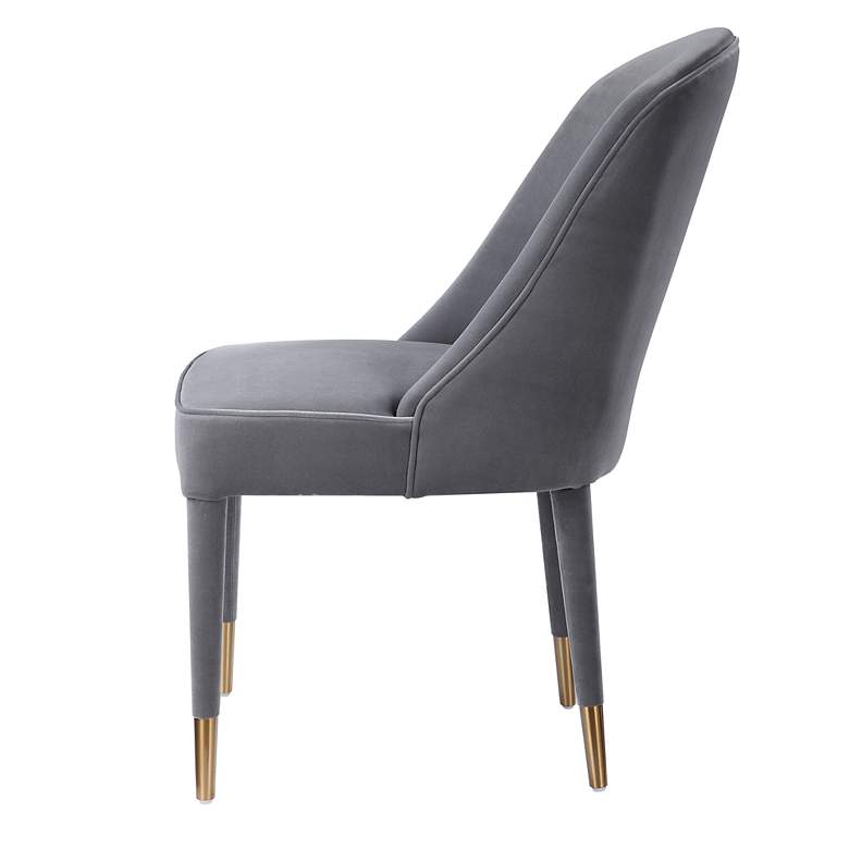 Image 4 Uttermost Brie Light Gray Velvet Dining Chairs Set of 2 more views