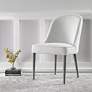 1_Uttermost Brie White Fabric Armless Dining Chairs Set of 2