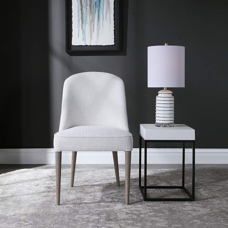 Image 7 Uttermost Brie White Fabric Armless Dining Chairs Set of 2 more views