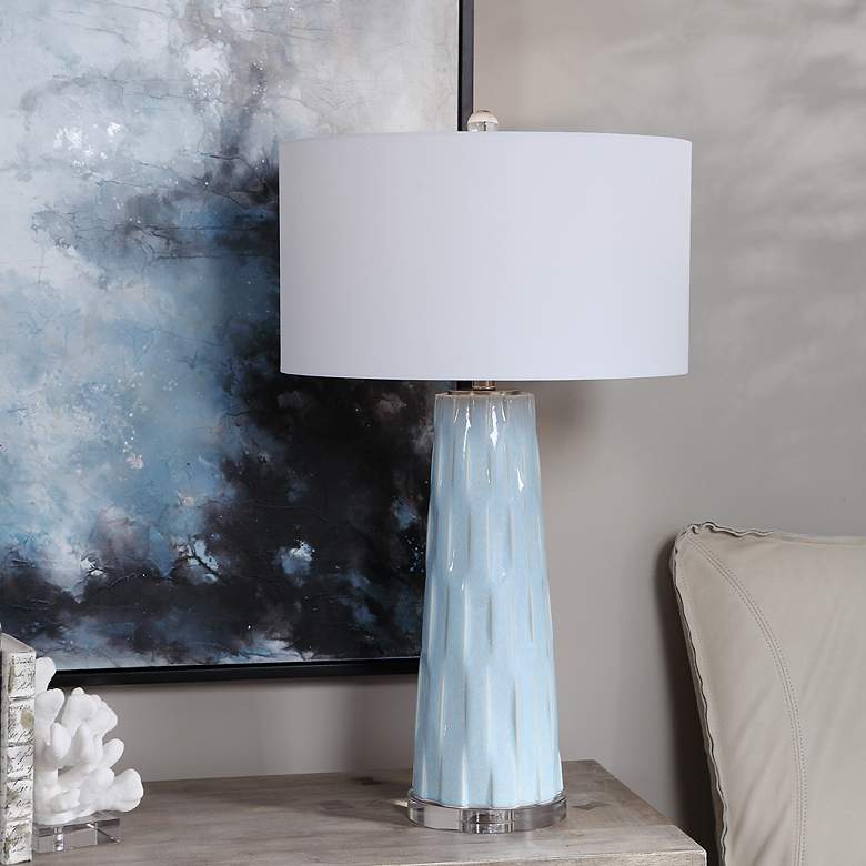 Image 1 Uttermost Brienne 30 3/4" Powder Blue Glaze Ceramic Table Lamp