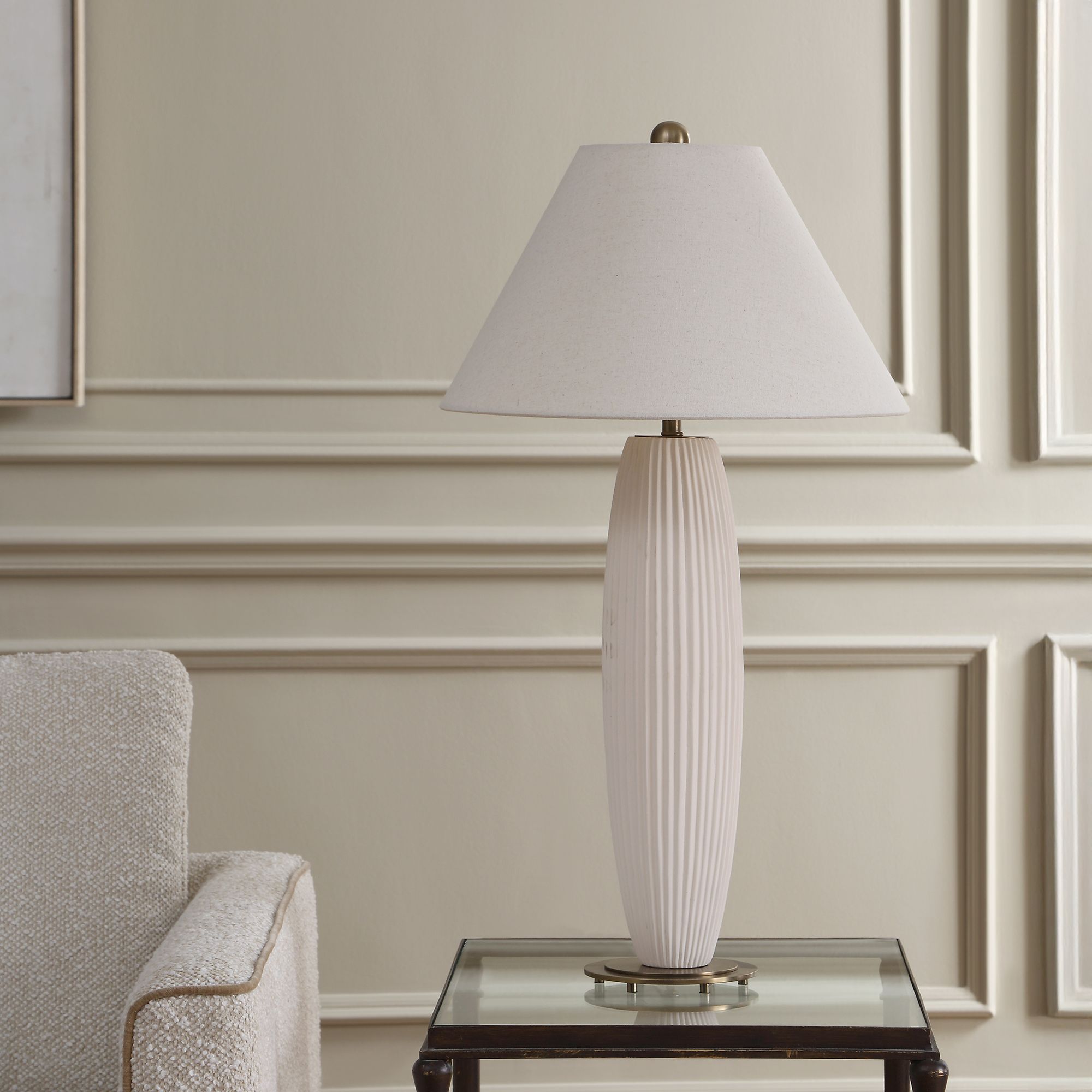 Image 3 Uttermost Brinsley 33" White Ceramic Table Lamp more views
