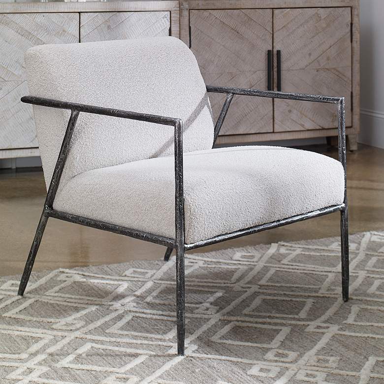 Image 1 Uttermost Brisbane Gray and White Fabric Accent Chair
