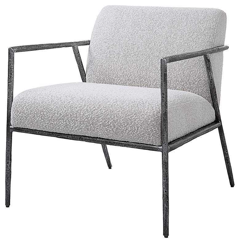 Image 3 Uttermost Brisbane Gray and White Fabric Accent Chair more views