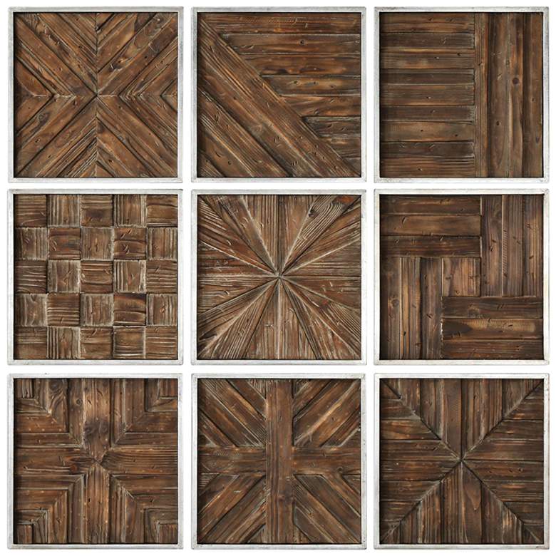 Image 1 Uttermost Bryndle 12 1/2 inch Square 9-Piece Wood Wall Art Set