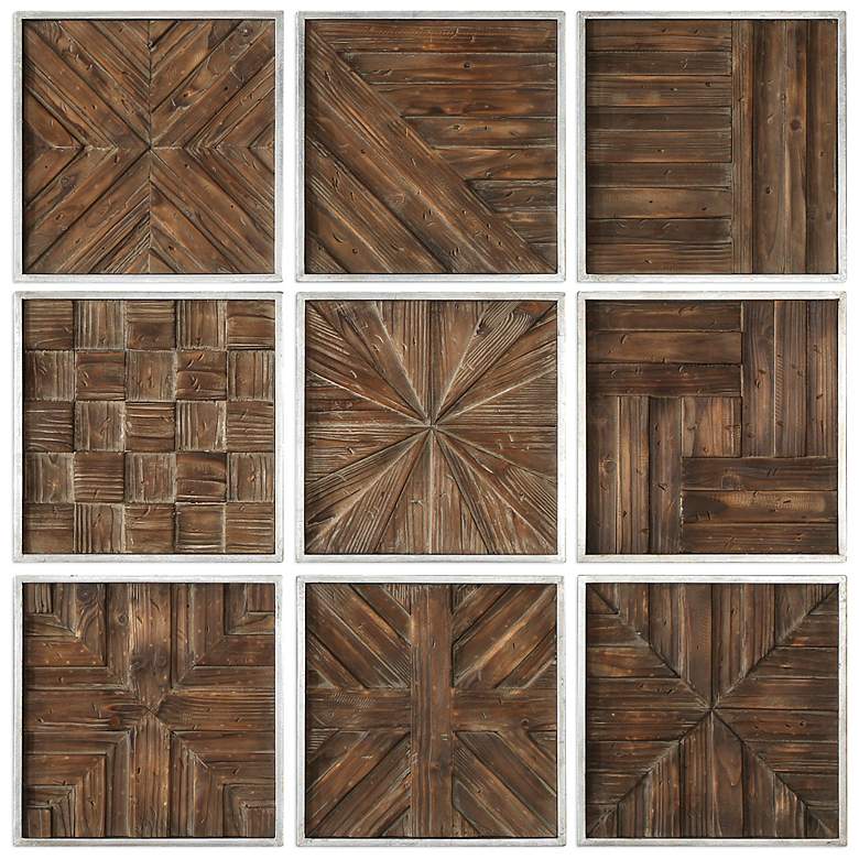 Image 2 Uttermost Bryndle 12 1/2" Square 9-Piece Wood Wall Art Set