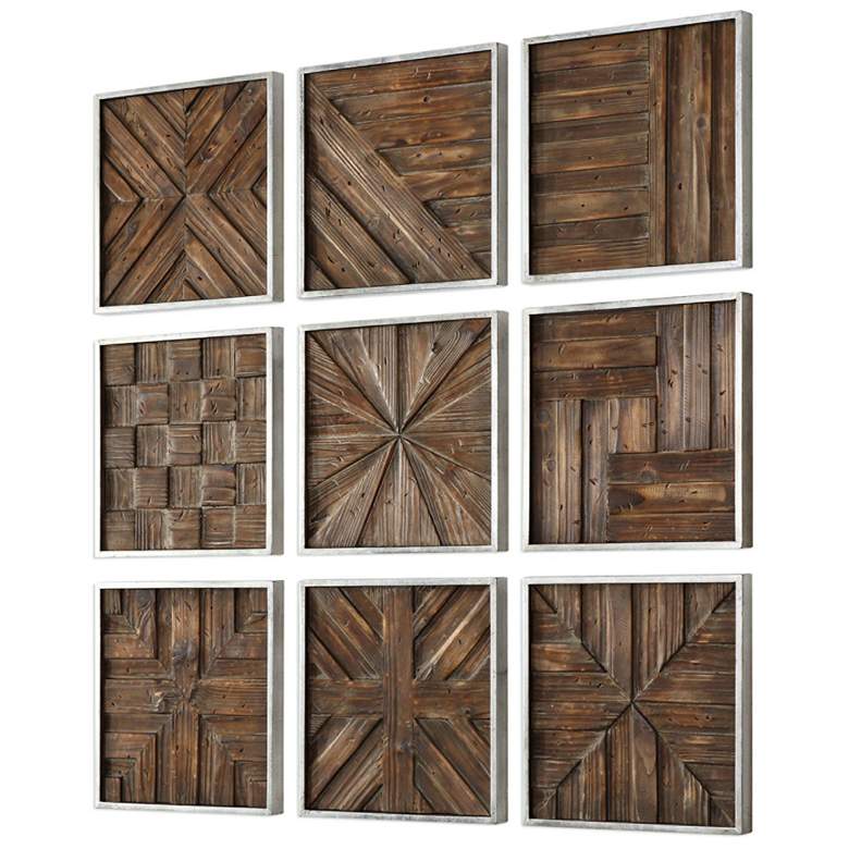 Image 2 Uttermost Bryndle 12 1/2 inch Square 9-Piece Wood Wall Art Set more views