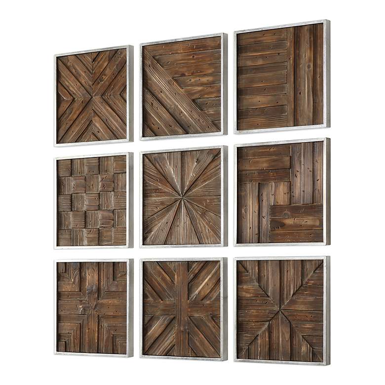 Image 3 Uttermost Bryndle 12 1/2" Square 9-Piece Wood Wall Art Set more views
